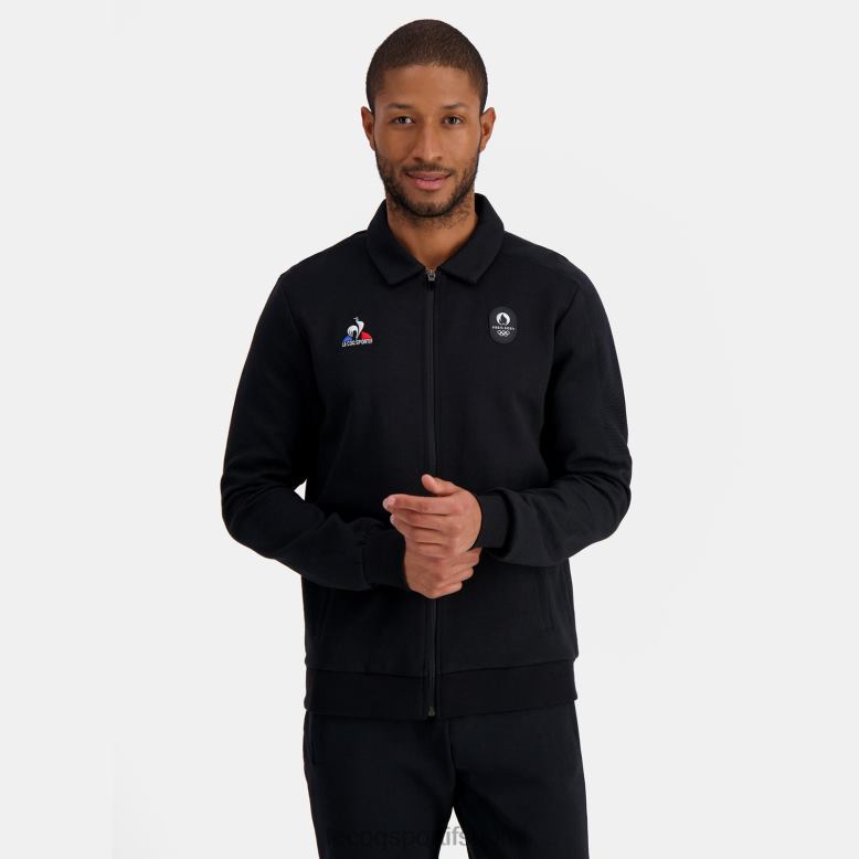 Le Coq Sportif musta vetoketjullinen collegepaita miehet 86V2R489 vaatetus