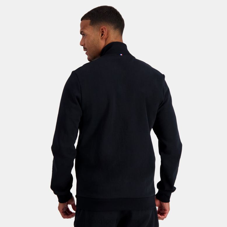 Le Coq Sportif musta vetoketjullinen collegepaita miehet 86V2R51 vaatetus